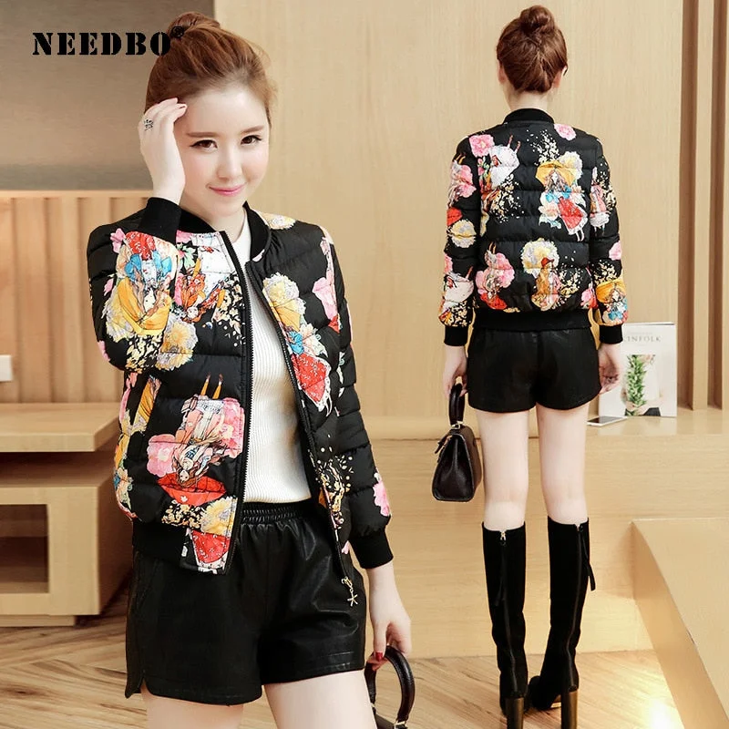 NEEDBO Womens Coat Jackets ultra Light Coat Women Winter Oversize Coat Fashion Print Winter jacket Coat Winter Jacket Parka