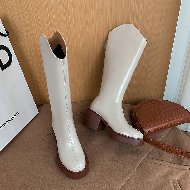 70mm Women Fashion Block Heel Zipper Boots-vocosishoes