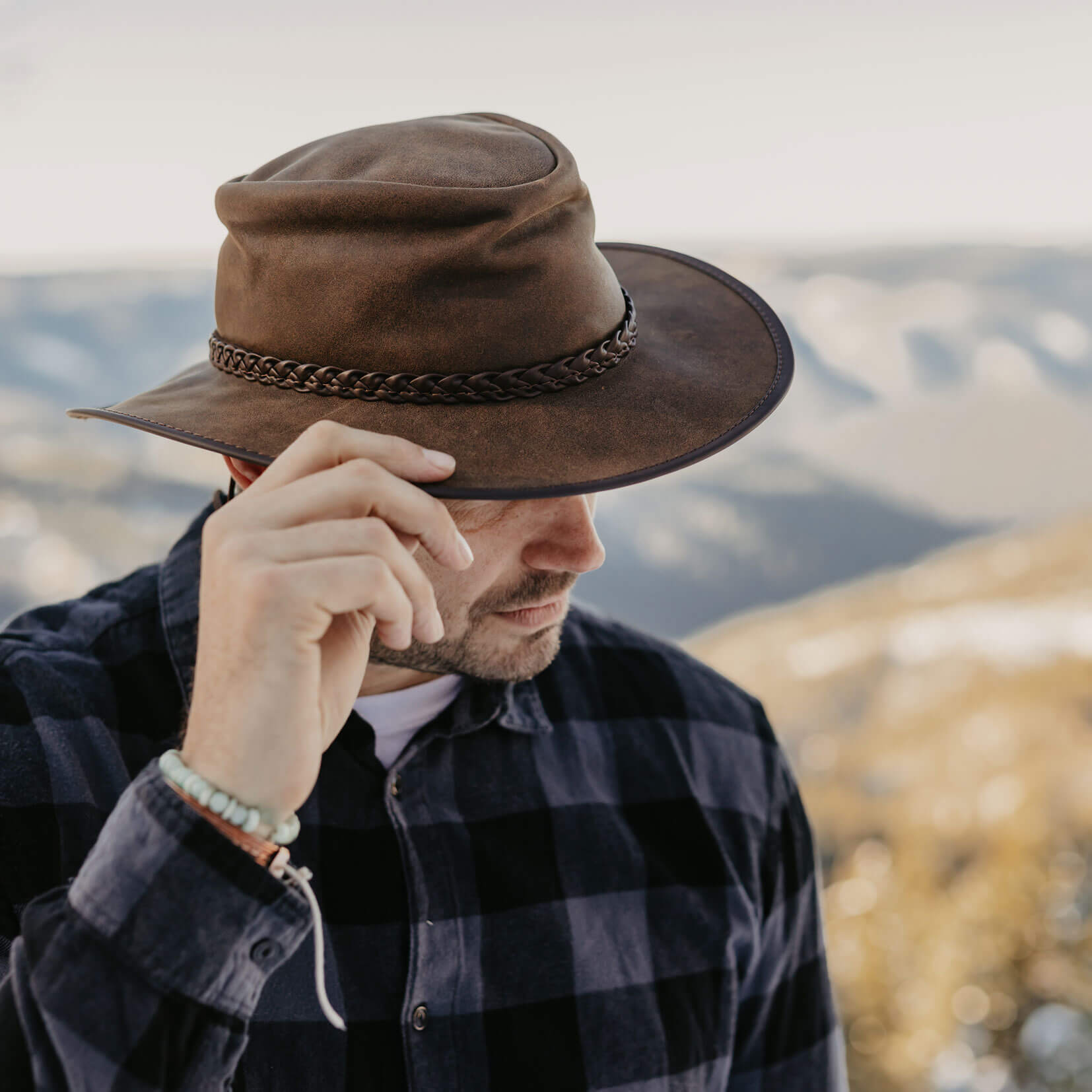 Crusher - Mens Crushable Leather Outback Hat