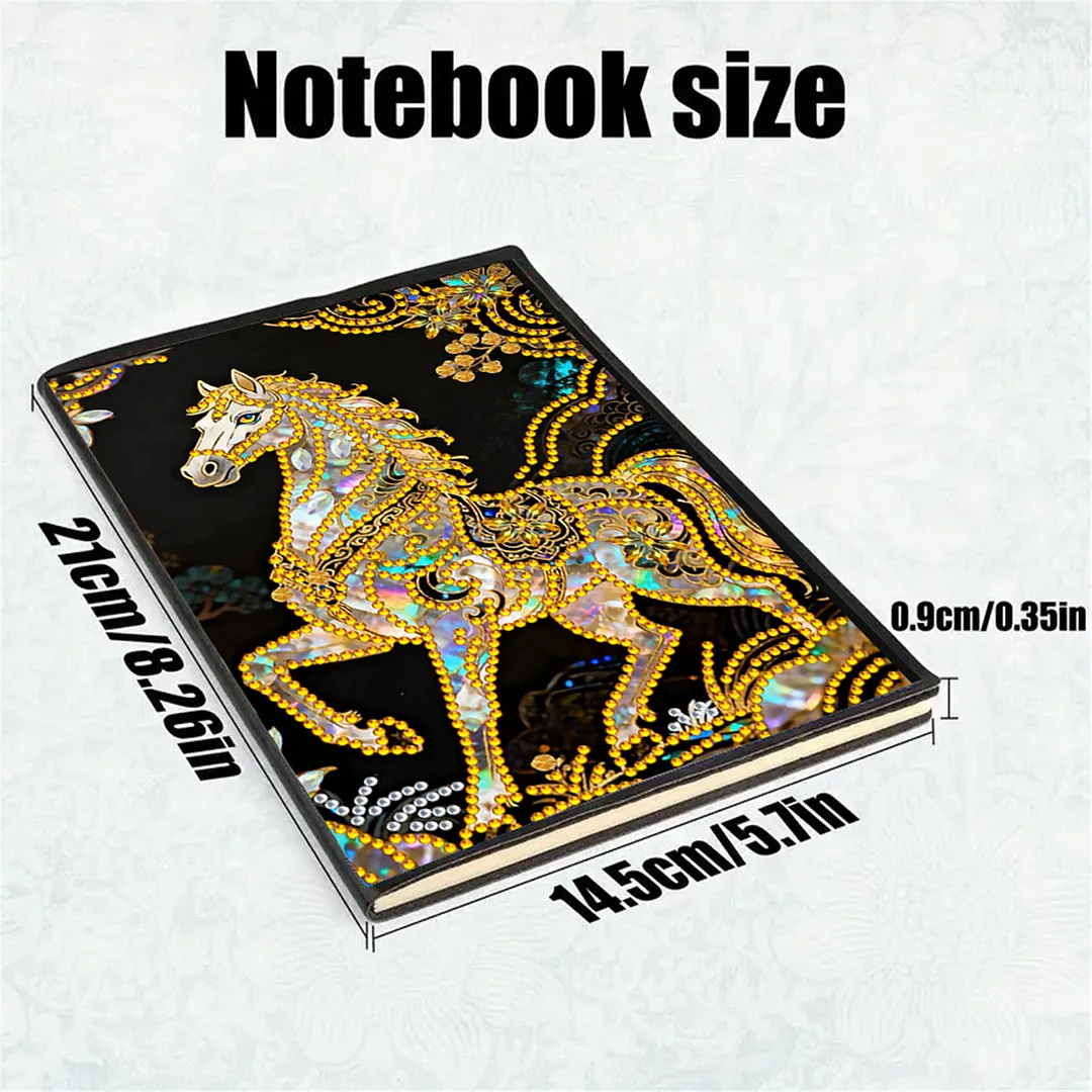 DIY Flower Diamond Painting Journals Notebooks 50 Pages A5 No Lines Special Shaped Diamond Art Kits for Beginners Craft Lovers and Artists (Horse)