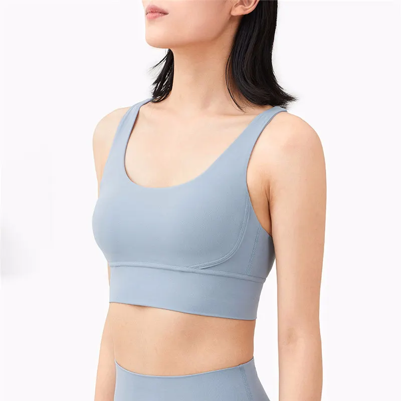 blue workout bra top