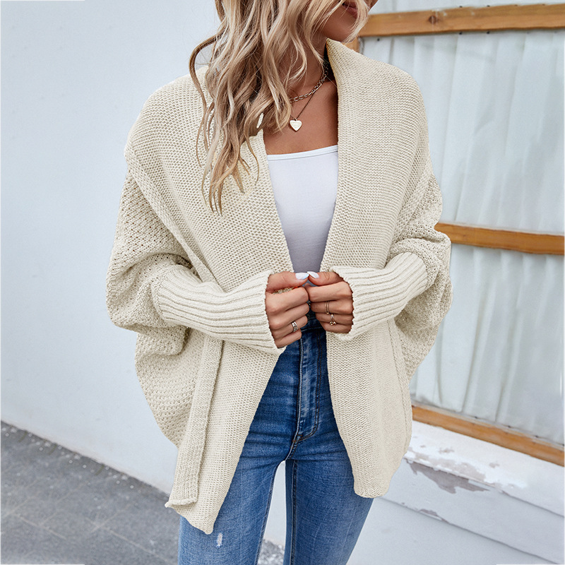 Mature Women New Loose Knitted Sweater Solid Color Cardigan Autumn And Winter Fashion Jacket