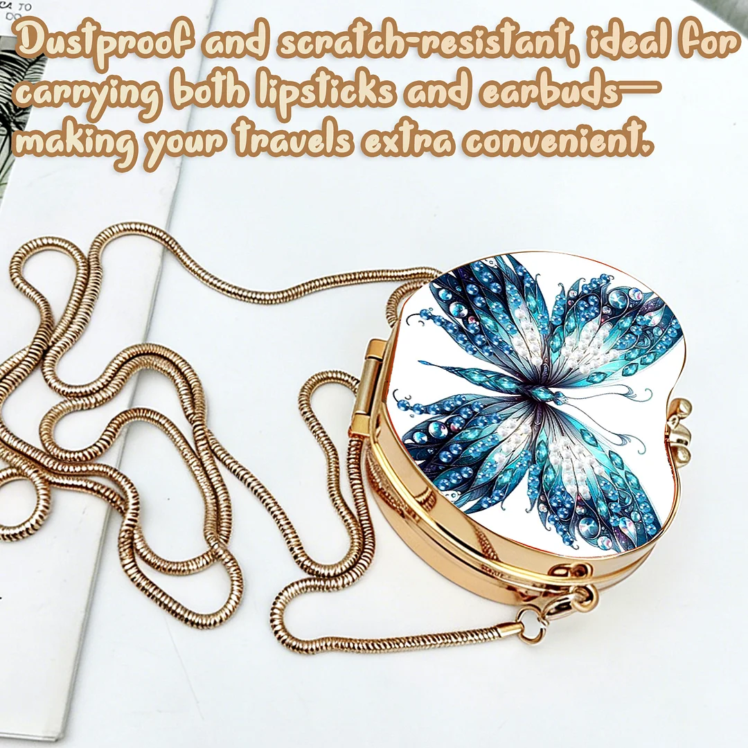 Butterfly D DIY Acrylic Love Diamond Art Painting Card Case Wallet with Chain Small Diamond Painting Crossbody Bag for Adults Women Girls Gift