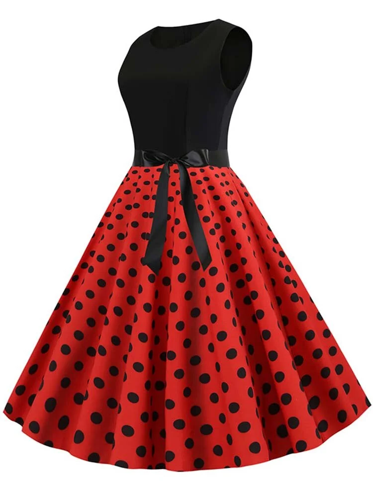 Black Polka Dot Party Women 2022 Summer Red Pin Up Rockabilly Robe Femme 50s 60s Elegant Vintage Dress