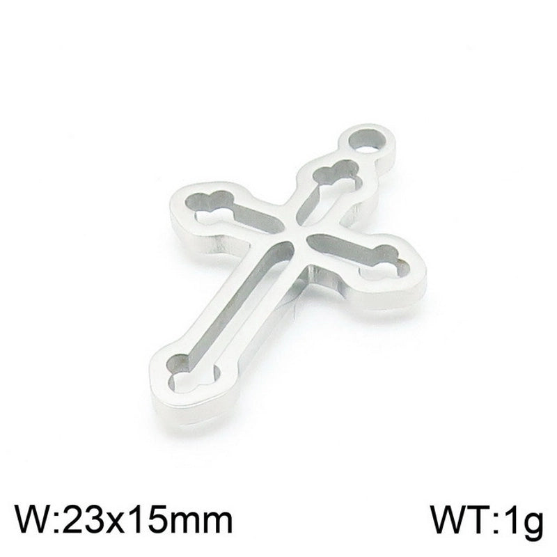 1 Piece Stainless Steel 18K Gold Plated Cross