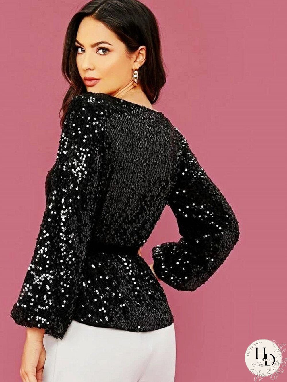 Slim Chic Women Sequins Top