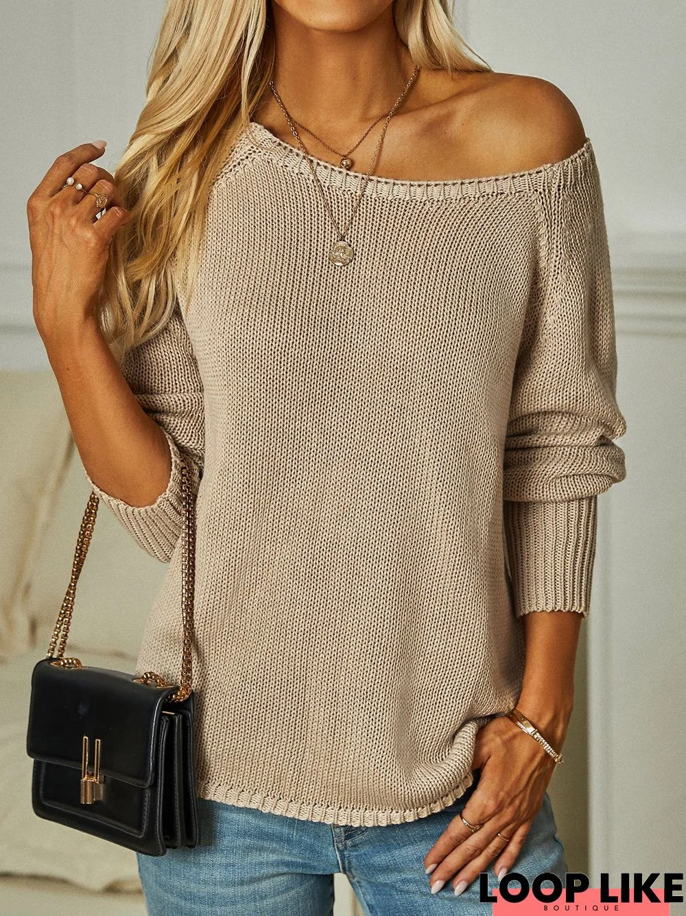 Plain Long Sleeve Casual Sweater tunic