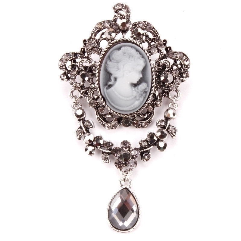 Retro Pin Portrait Alloy Plating Rhinestones Women’S Brooches