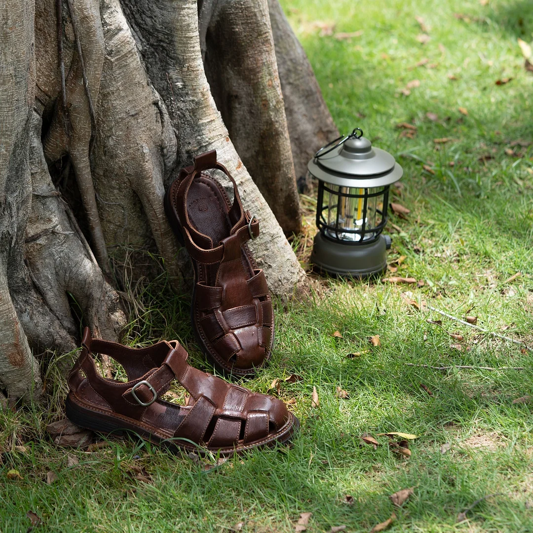 Women's Vintage Elegant Stitching Leather Gladiator Sandals