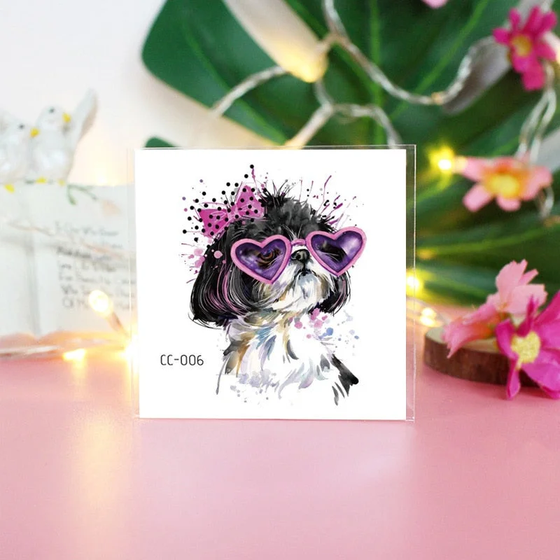 Cartoon Cat and Dog Face Stickers Tattoo Stickers Waterproof Girl/Child Cute Makeup Stickers Small Tattoo Pet Temporary Tattoos