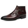Luxury Mens Handmade Ankle Dress Leather Boots Buckle