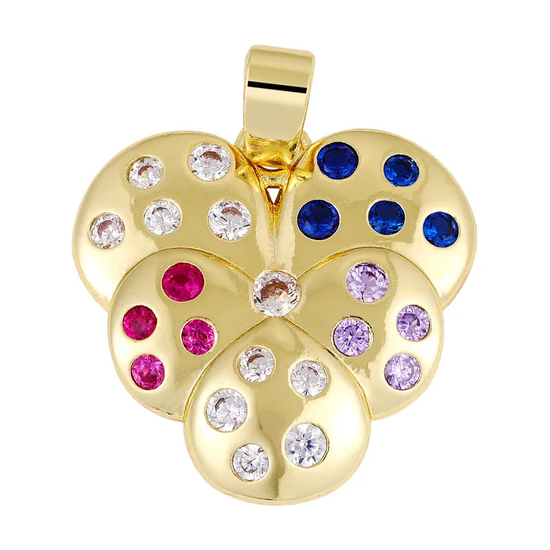 1 Piece 18.5*13.3MM Copper Zircon Geometric Heart Shape Flower Polished Pendant Jewelry Accessories