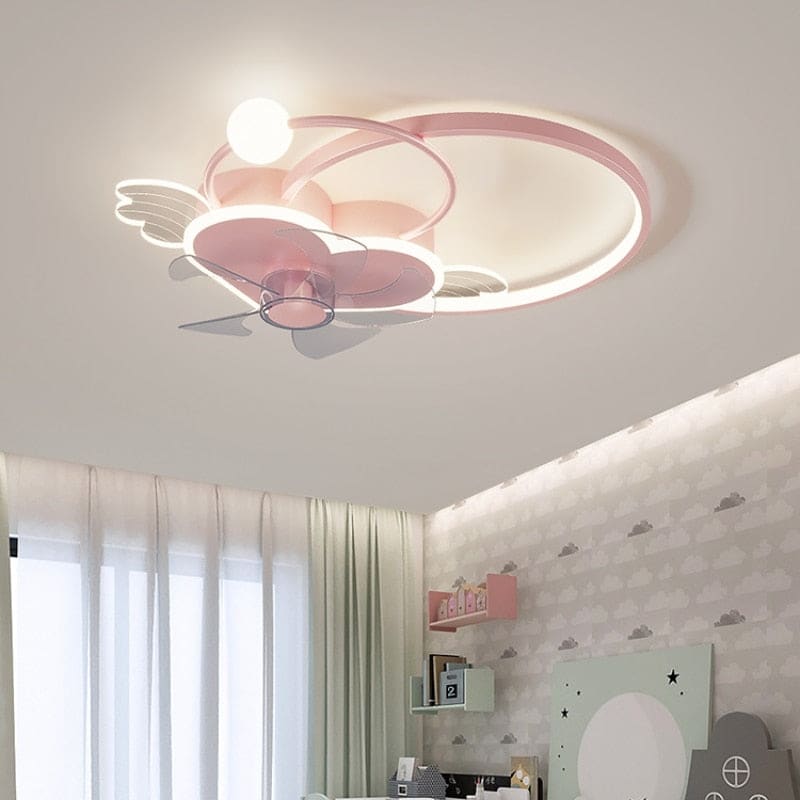 Kids Children Room Love Pink Heart Shaped Ceiling Fan With Lamp ...