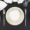 10 Pack | 7" White / Gold Swirl Rim Plastic Dessert Appetizer Plates, Round Disposable Salad Plates