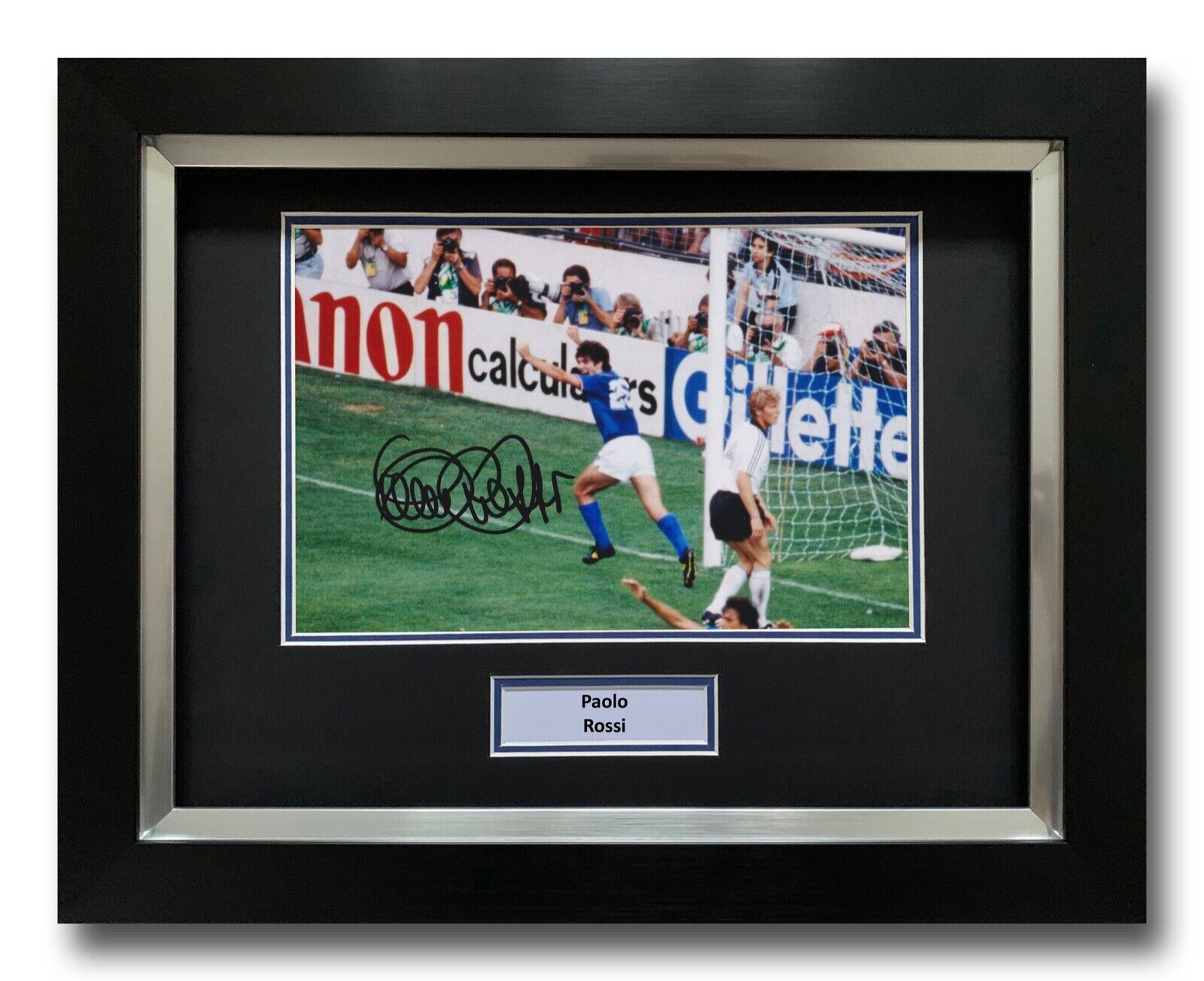 PAOLO ROSSI HAND SIGNED FRAMED Photo Poster painting DISPLAY - ITALY - FOOTBALL AUTOGRAPH 3.