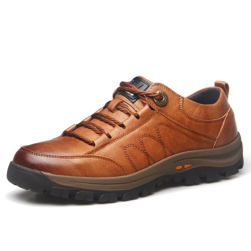 Winter Men's Snow Boots Soft Leather Men's Ankle Boots Plush Warm Men's Winter Boots Soft Sole Comfortable Adult Hiking Shoes