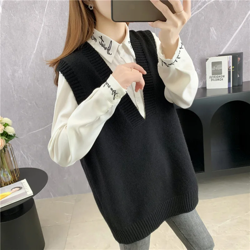19683 (room 5, row 4, No. 2) solid medium length V-neck sleeveless vest 36