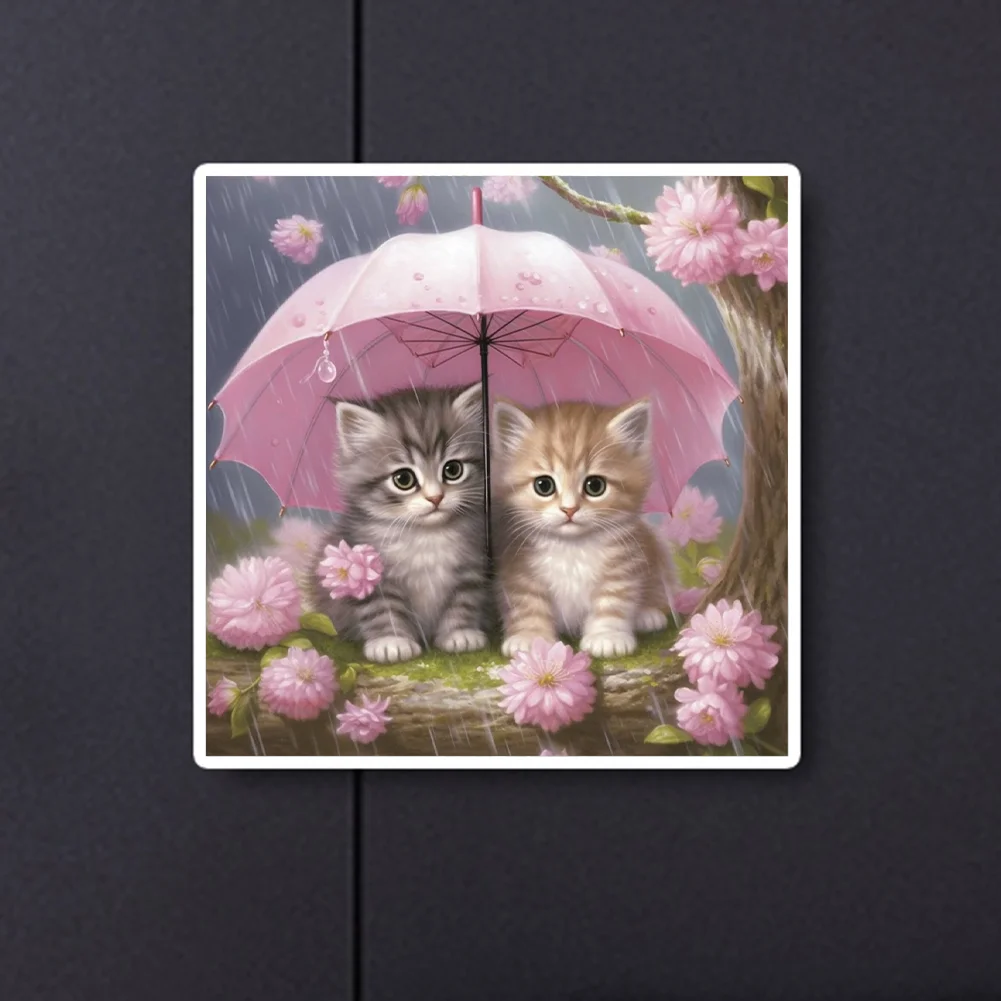 Diamond Painting - Full Round Drill - Umbrella Cat(Canvas|40*40cm)