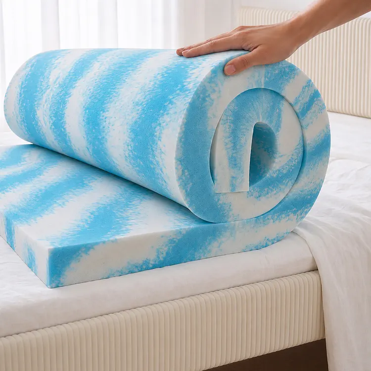 Bestier Gel Infused Memory Foam Pad, Cooling and Pressure Relieving, Medium, CertiPUR Certified, Blue