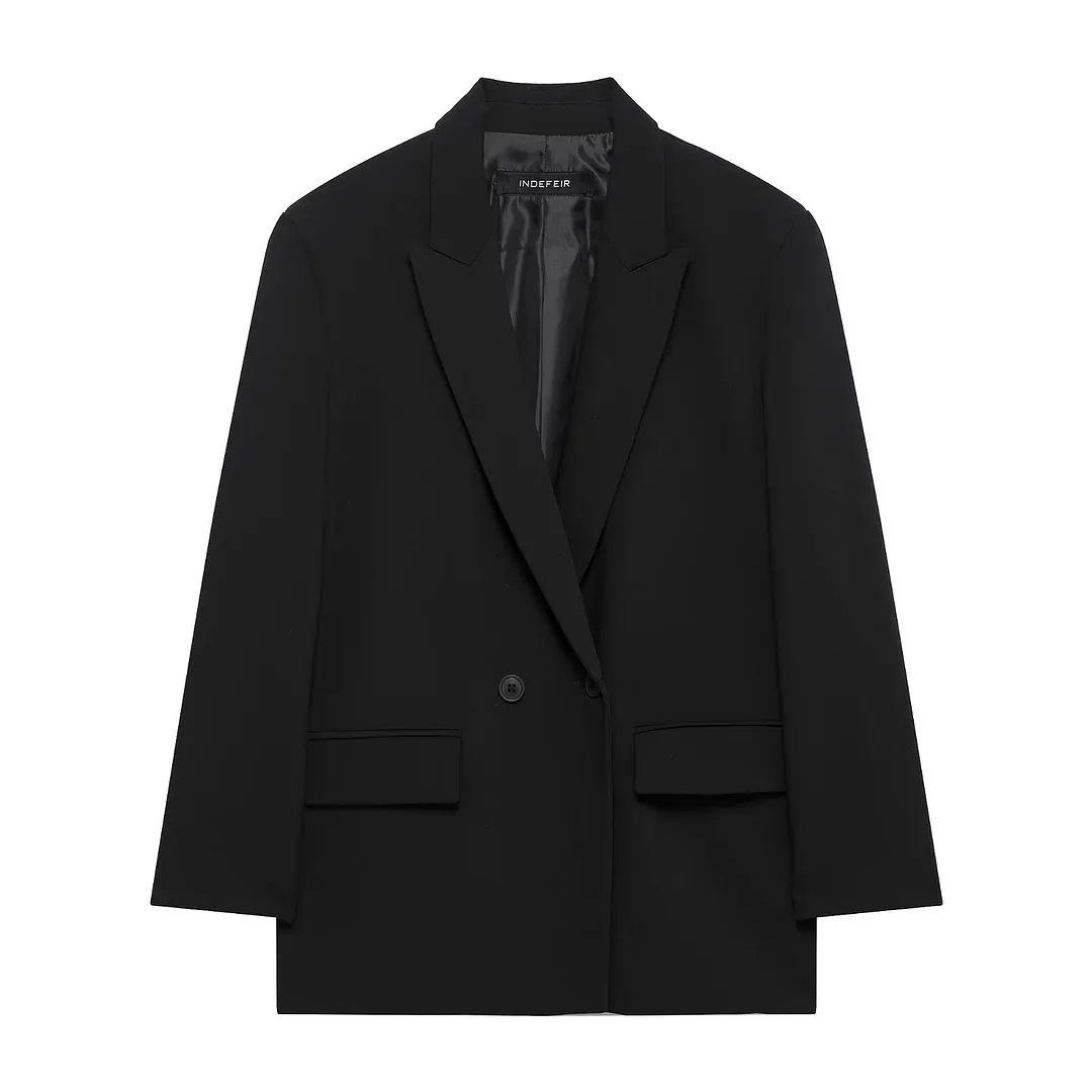 Nigikala Nigikala Spring And Autumn New Women's Fashion Loose Double Buckle Small Suit Coat Top D62075