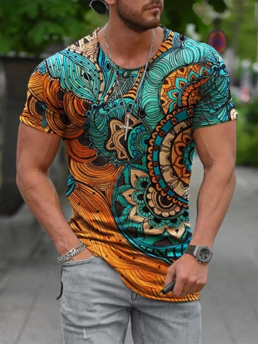 men's casual pattern printing short sleeve