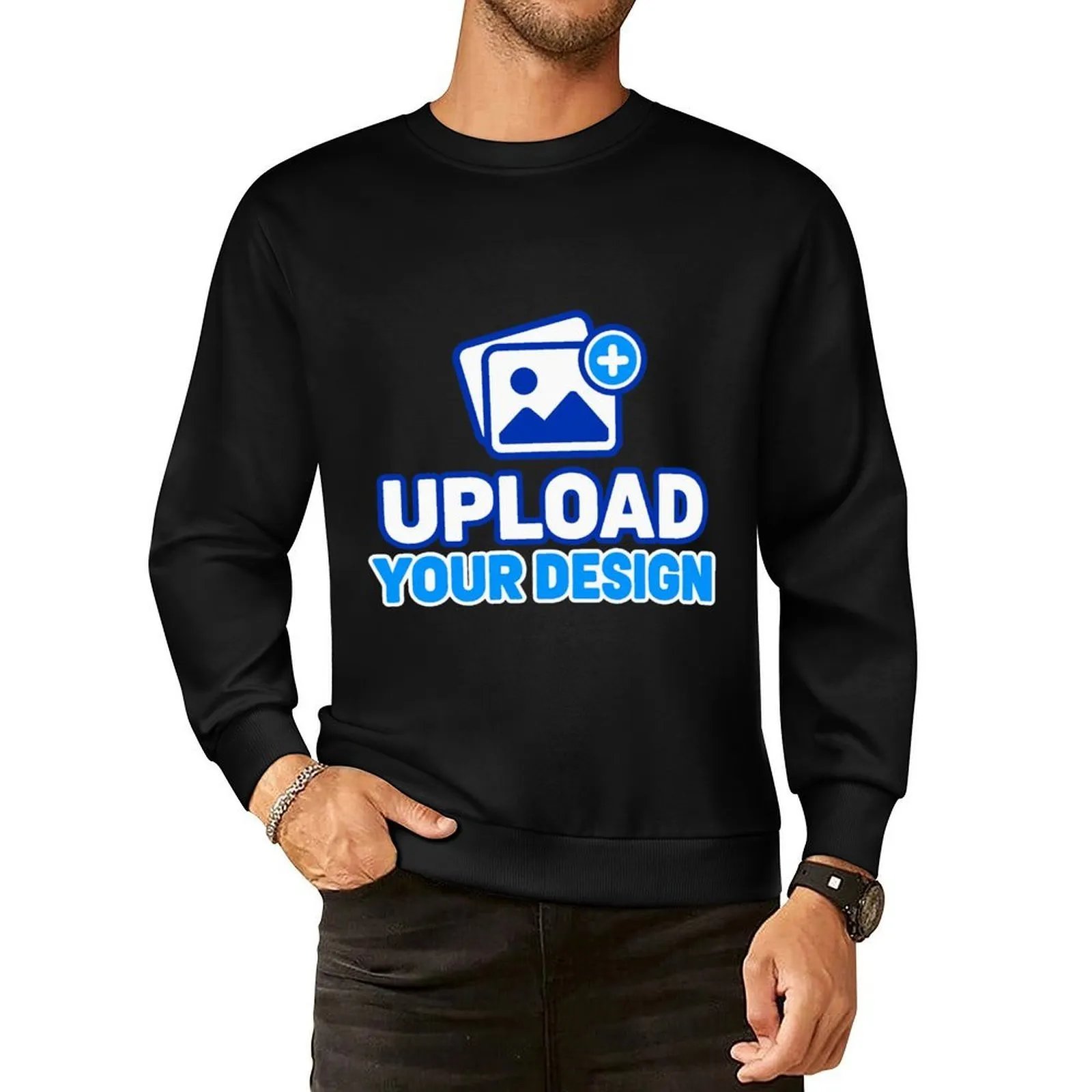 Men's Pure Cotton Crewneck Sweatshirt Front print custom product view 9