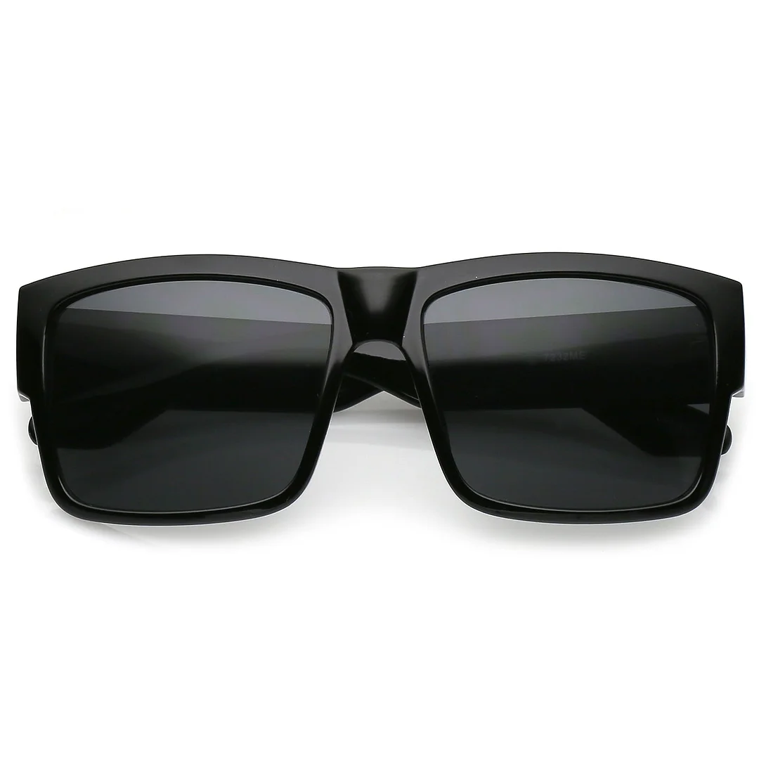 Men's Flat Top Horn Rimmed glasses With Thick Arms Square Lens 57mm