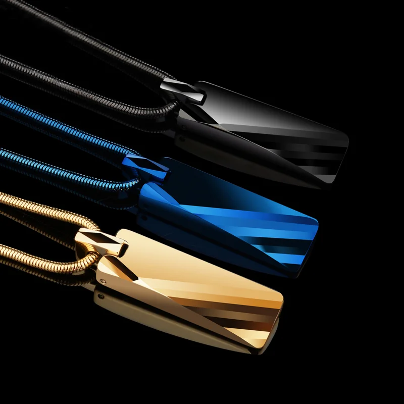 Silver/Black/Blue/Gold Tungsten Carbide Clavicle Chain Men and Women Exaggerated Retro Rhombus Pendant Necklace Jewelry Gifts For Mens And Womens
