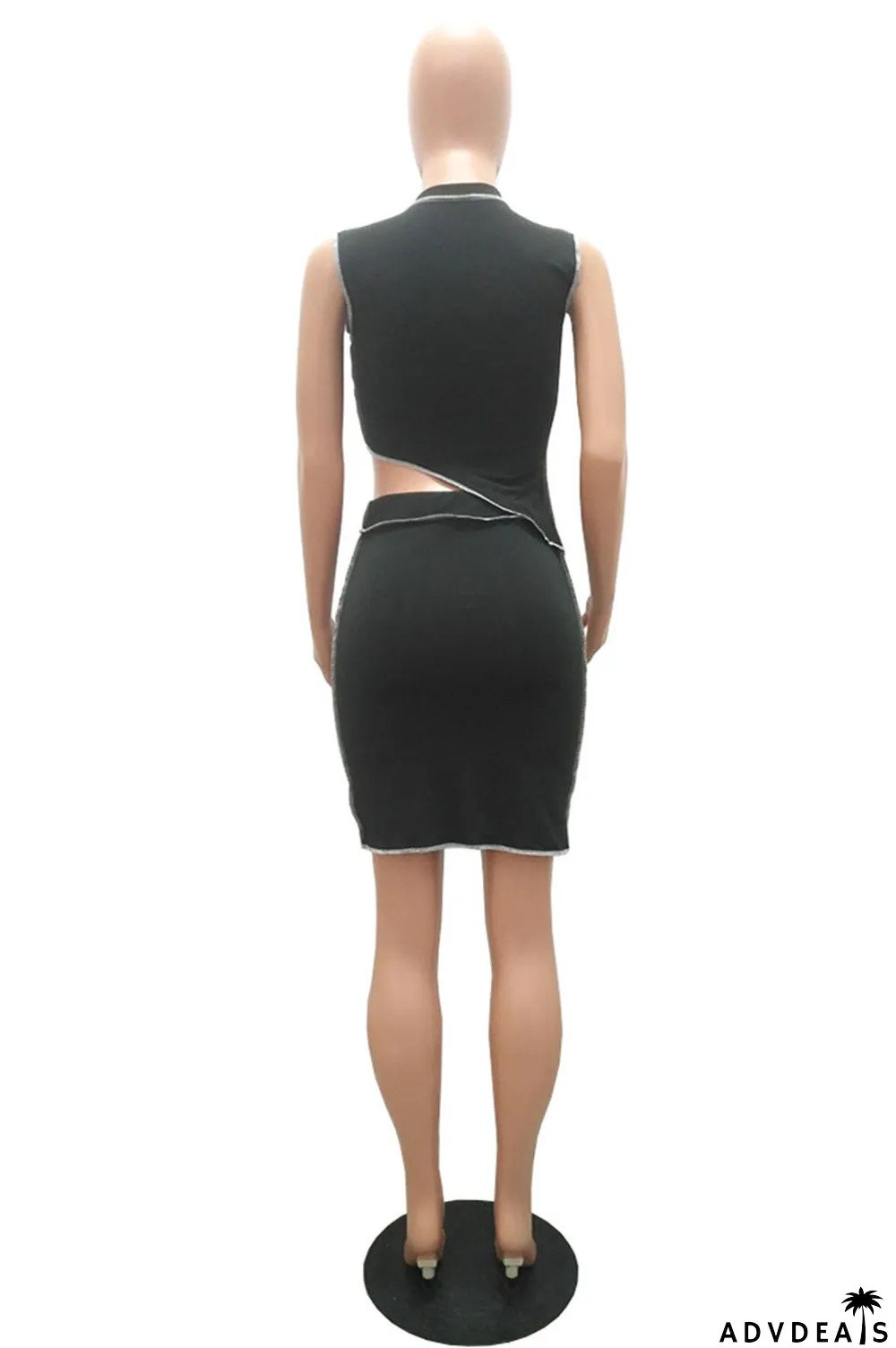 Orange Sexy Casual Solid Split Joint Asymmetrical Half A Turtleneck Sleeveless Two Pieces