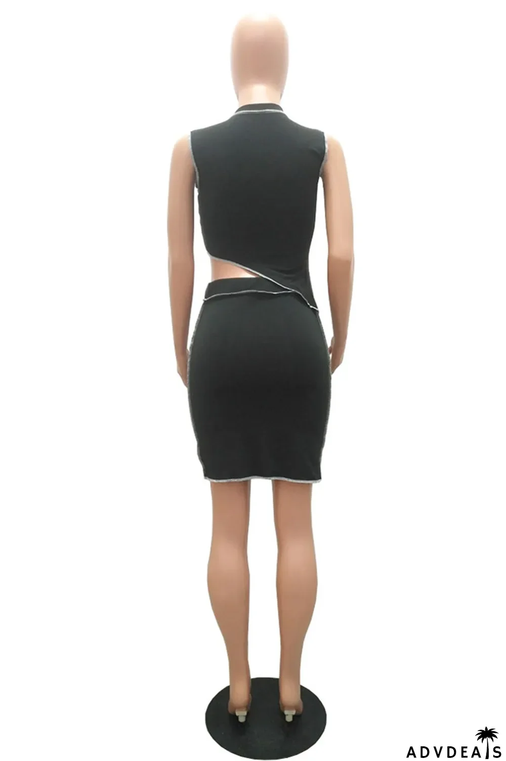 Orange Sexy Casual Solid Split Joint Asymmetrical Half A Turtleneck Sleeveless Two Pieces