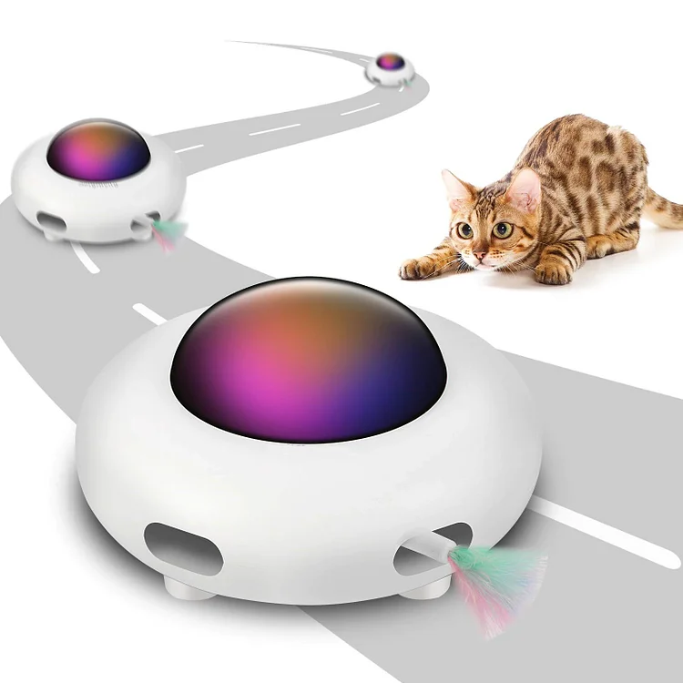 Waltleather Automatic UFO Indoor Rotating Feather Cat Toy