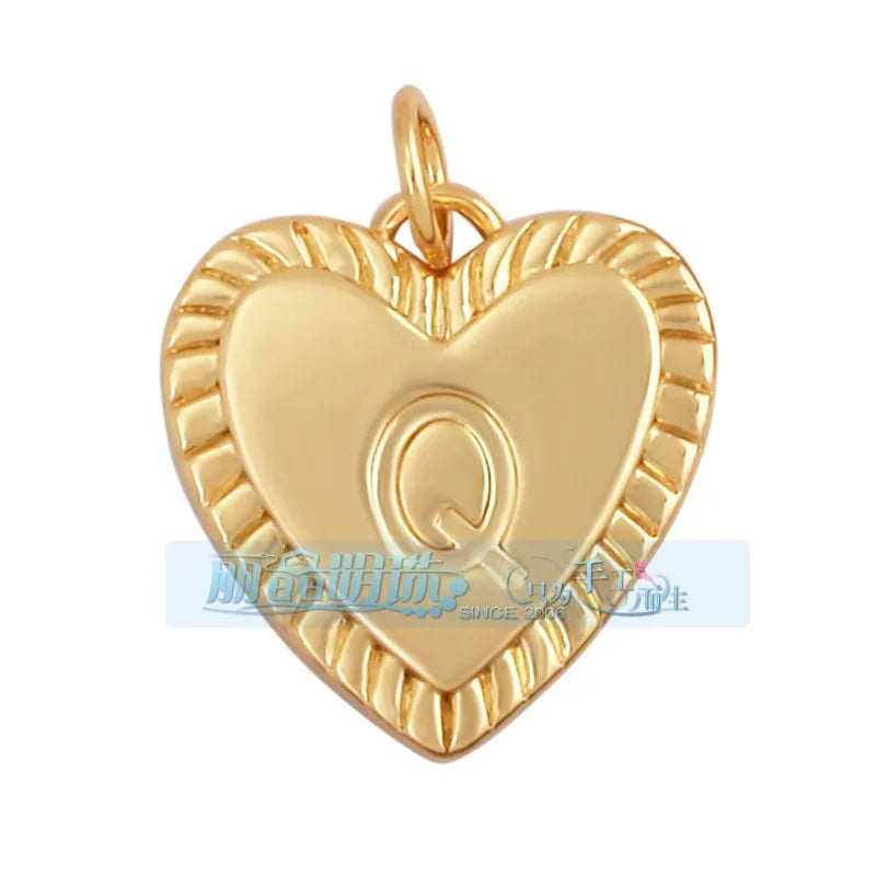 1 Piece 15 * 19mm Hole 5~5.9mm Copper Zircon Letter Heart Shape Pendant Jewelry Accessories