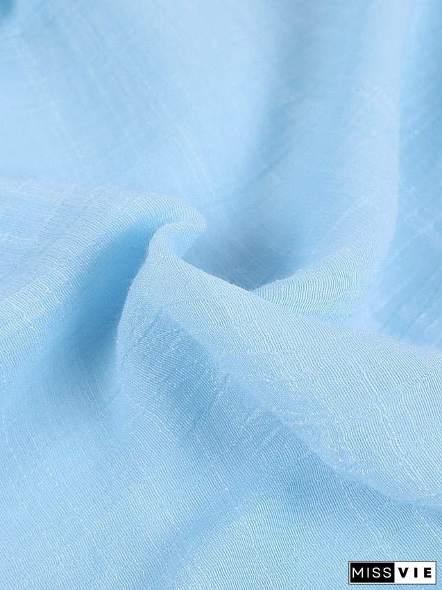 Women's Casual Dress Shirt Dress Cotton Linen Dress Mini Dress Blue Purple Pink Short Sleeve Pure Color Spring Summer V Neck Beach Basic Daily Weekend Loose Fit Linen S M L XL XXL 3XL