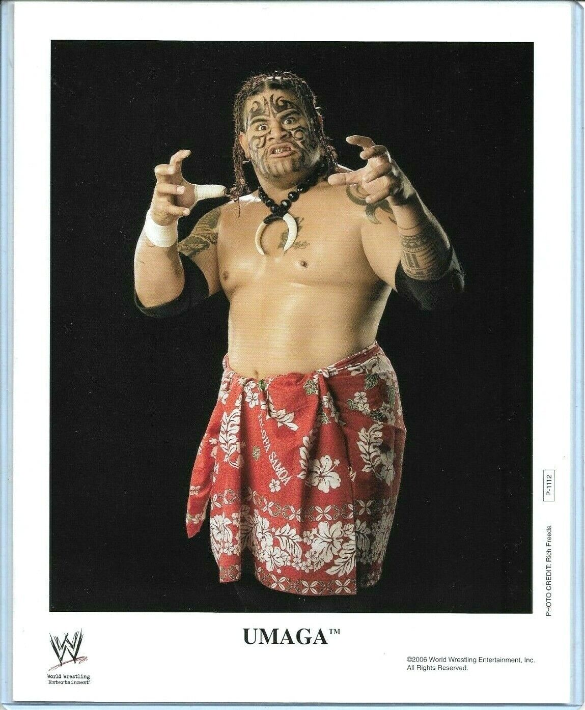 WWE UMAGA P-1112 OFFICIAL LICENSED AUTHENTIC ORIGINAL 8X10 PROMO Photo Poster painting RARE