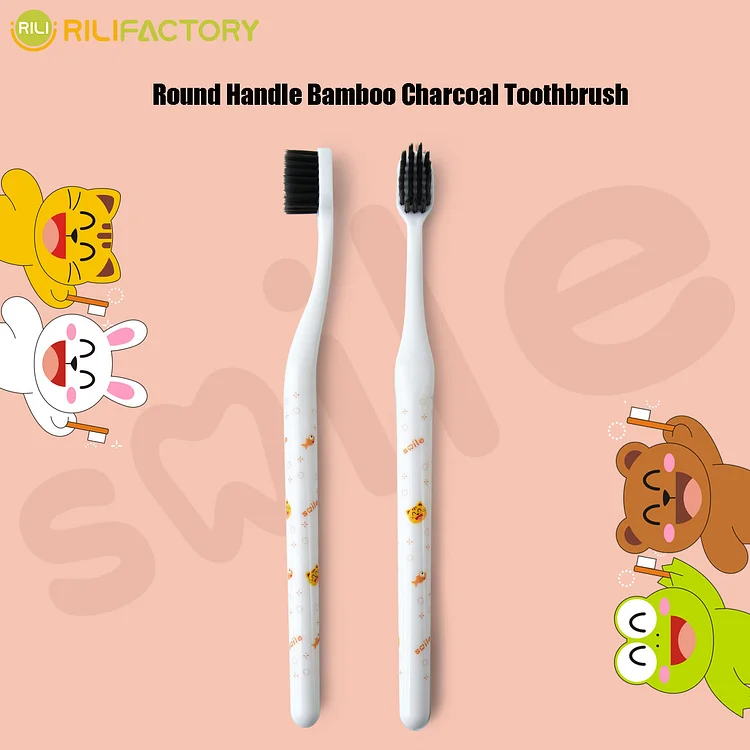 Round Handle Bamboo Charcoal Toothbrush Rilifactory