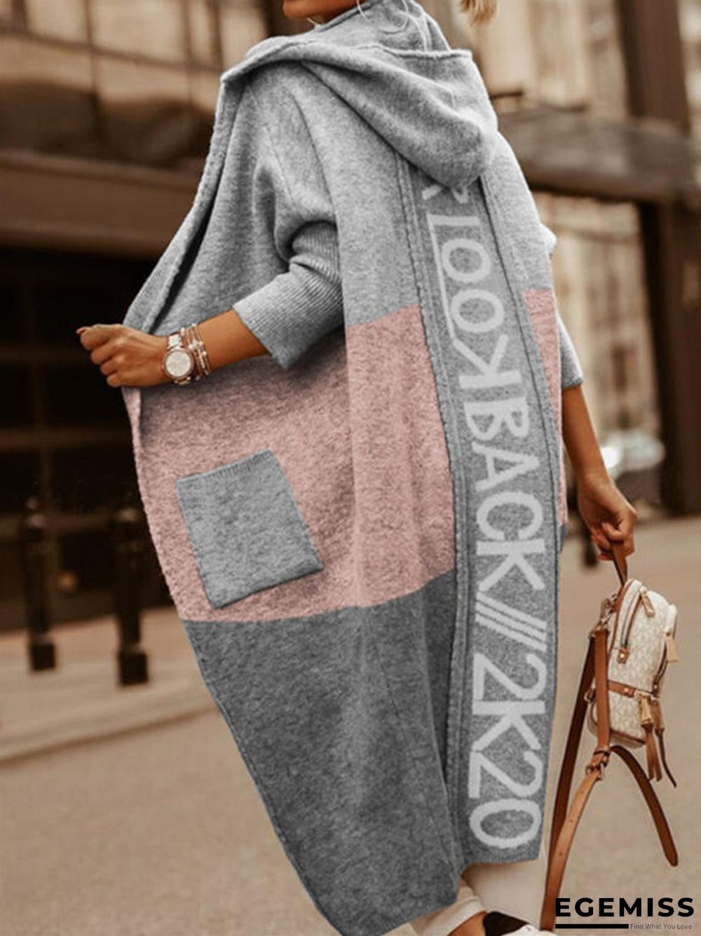 Color-block Hooded Casual Long Cardigan Sweater | EGEMISS