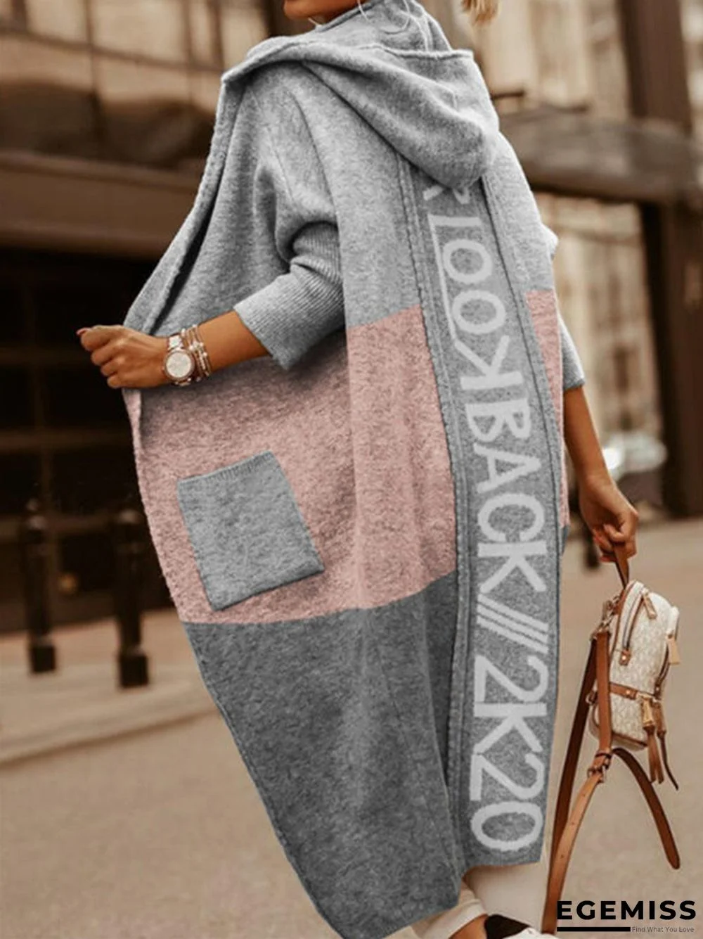 Color-block Hooded Casual Long Cardigan Sweater | EGEMISS