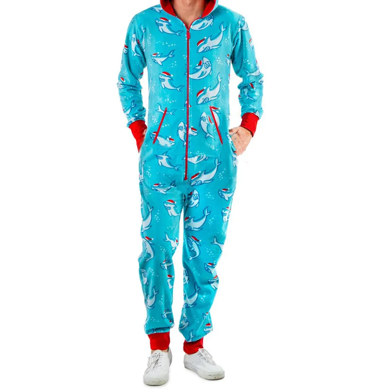 Christmas Homewear Fawn Snowman Printed Men's Jumpsuit Pajamas - Livereid