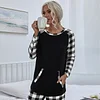 Women's Plaid Round Neck Home Casual Suit