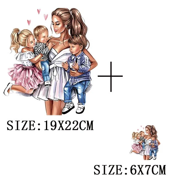 Mom&Baby Thermal Sticker On T-shirt DIY Washable Iron On Transfer For Clothing Loveful Design On Parent-children Clothes Patches
