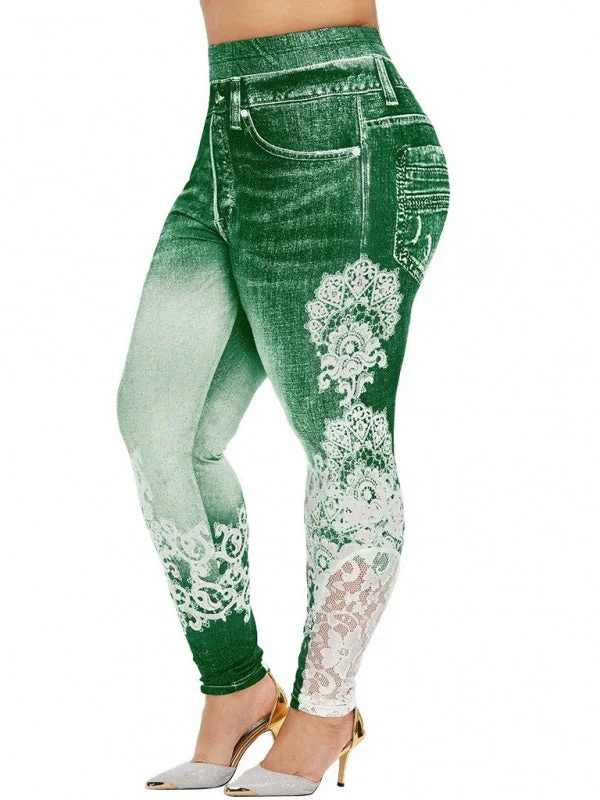 Women's Graphic Printed Long Straight Jeans