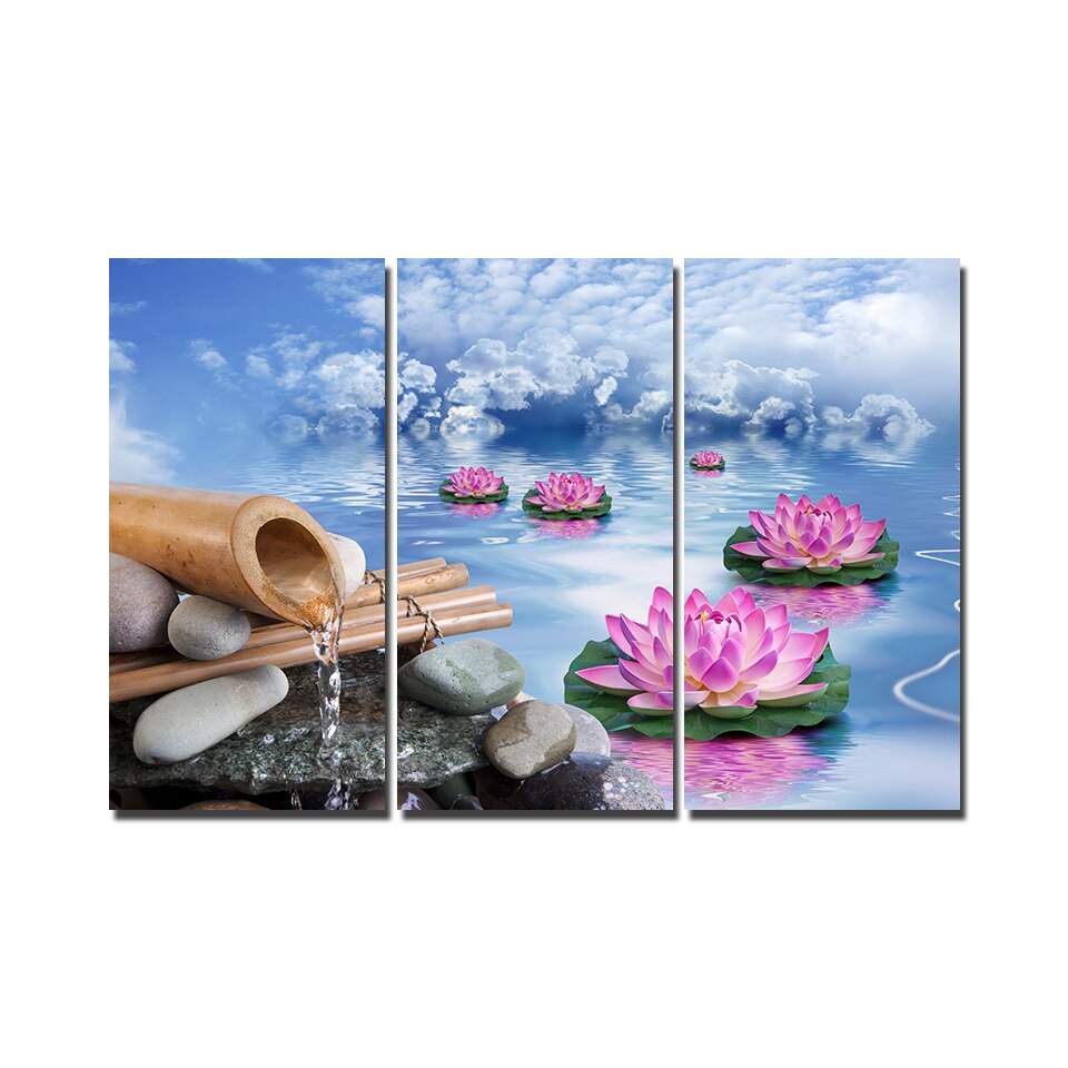 HD Canvas Art Painting For Living Room Wall Decor 3 Pieces Flower Pink Hana