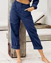 Summer Elegant Harem Pants Elastic Waistband Solid Color Light Beach Trousers