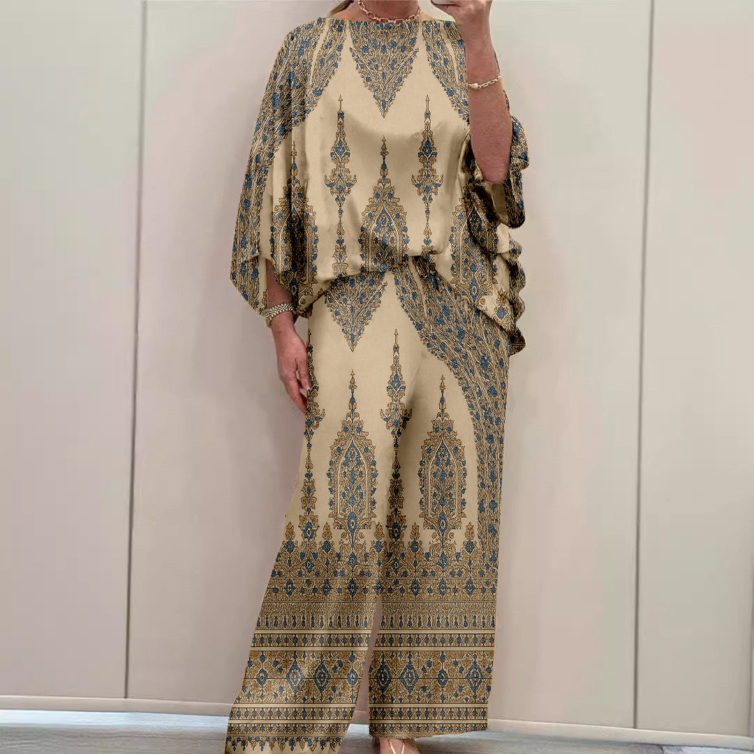 Women Long Sleeve V-neck Graphic Floral Printed Top