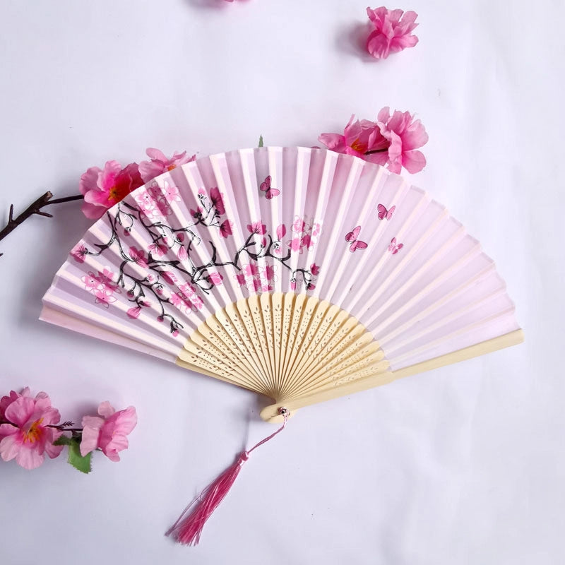 3 Pieces Ancient Style Folding Fan Female Classical Tassel Silk Fan Chinese Style Small Fan Portable Dance Craft National Fashion Fan Student Fan