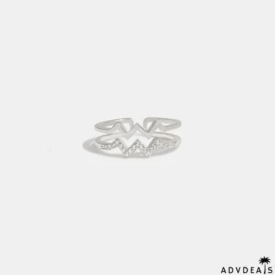 Wave Shape Inlaid Zircon Open Ring