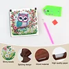 Wooden DIY Owl Diamond Painting Kit Note Box with 160 Papers for Office Desk