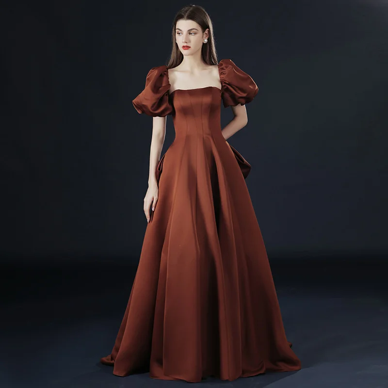 Uveng Uveng Shoulder Evening Dress 2025 New Atmospheric Long Dress Annual Conference Host Graduation Party Dress