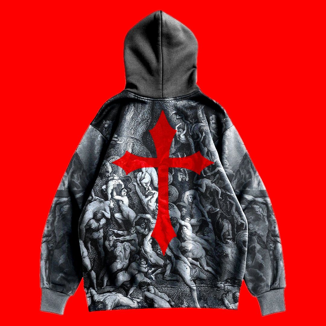 Loveciss Art Painted Cross Print Men's Hoodie