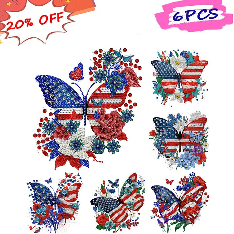 Independence Day Butterfly 30*30CM(Canvas) Special Shaped Drill Diamond Painting gbfke